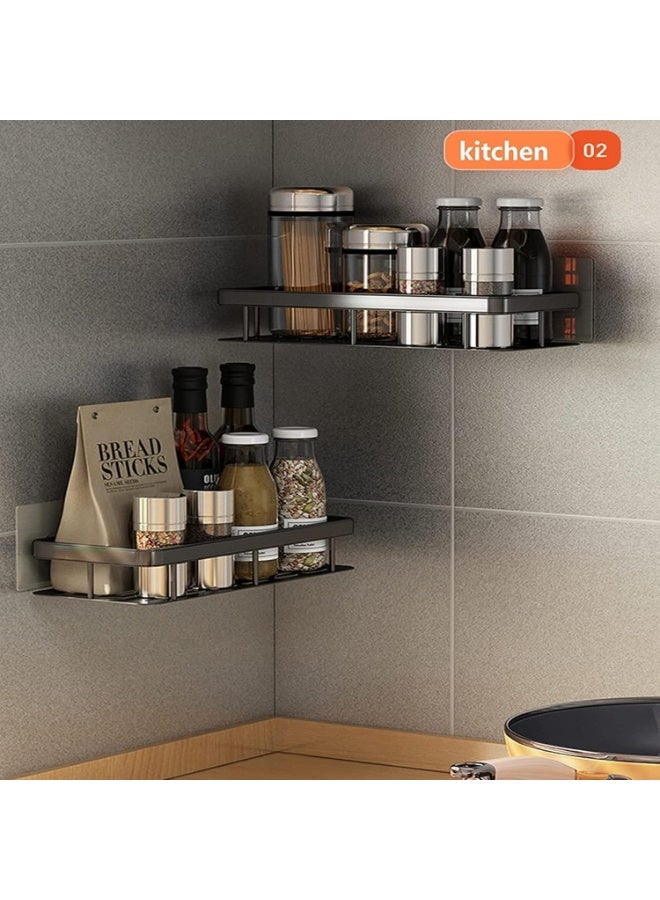 2-Piece No Drilling Stainless Steel Bathroom Shower Shelf Floating Shelves - Image 4