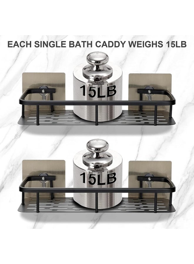 2-Piece No Drilling Stainless Steel Bathroom Shower Shelf Floating Shelves - Image 5