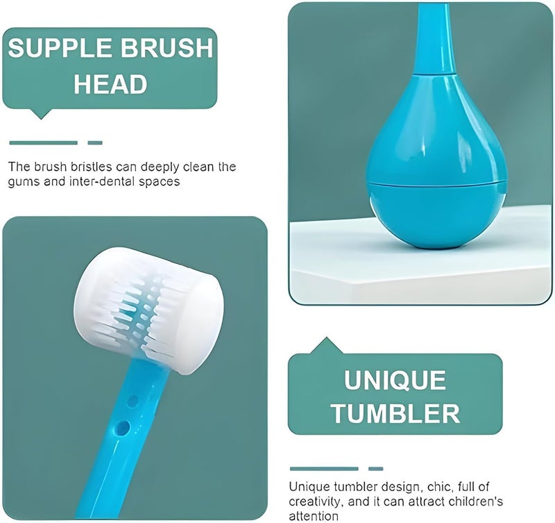 Ncry 1 pc Three Sided Toothbrush for Kids, Three Sided Children's Toothbrush,3D Kids Three-Sided Toothbrush Training, Kids Soft Bristle Toothbrush - Image 3