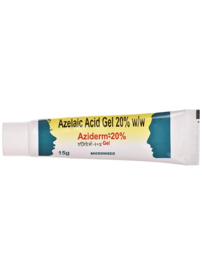 Aziderm 20% Gel with Azelaic Acid 20% w/w for Acne & Blemish Care, Improves Skin Texture, 15 g - Image 1