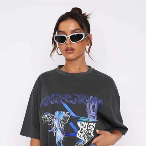 knliwkm Y2K Wrap Around Sunglasses Fashion Rave Metallic Chrome Space Alien Glasses Futuristic Shades Sports for Women Men - Image 3