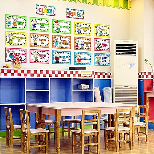 Alpurple 17 Pcs A4 Classroom Rules, Preschool Class Rules Posters, Classroom Rule Bulletin Board Decorations for Kindergarten Preschool Elementary School - Image 5