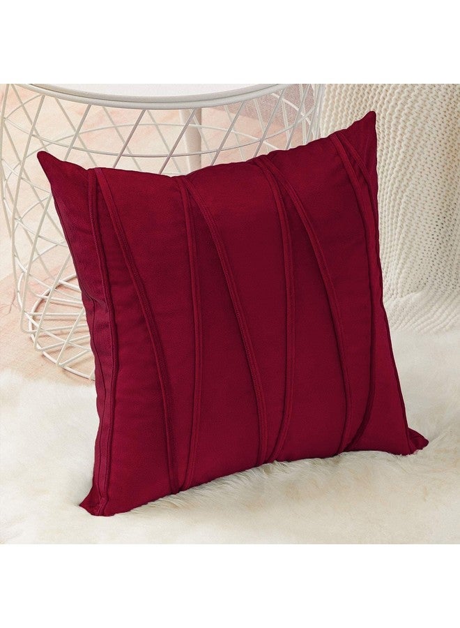 Khooti Velvet 200 TC Cushion Cover Pack Of 1-20"X20"/51X51 Cm-Red-Soft Pillow Covers Cushion Case For Sofa Bedroom Livingroom Chair Car, Cushion Cover With Random Zig Zag Pattern - Image 1
