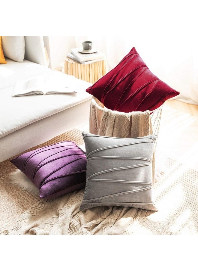 Khooti Velvet 200 TC Cushion Cover Pack Of 1-20"X20"/51X51 Cm-Red-Soft Pillow Covers Cushion Case For Sofa Bedroom Livingroom Chair Car, Cushion Cover With Random Zig Zag Pattern - Image 4