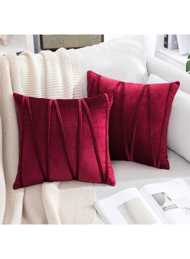 Khooti Velvet 200 TC Cushion Cover Pack Of 1-20"X20"/51X51 Cm-Red-Soft Pillow Covers Cushion Case For Sofa Bedroom Livingroom Chair Car, Cushion Cover With Random Zig Zag Pattern - Image 2