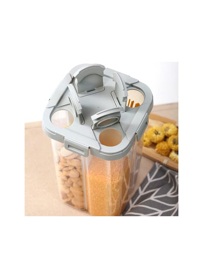 IAF Cereal & Dry Food Storage Container, 2.3L Four-Compartment Container With Lids, And Removable Partition, Airtight Plastic Kitchen Containers BPA Free - Image 4