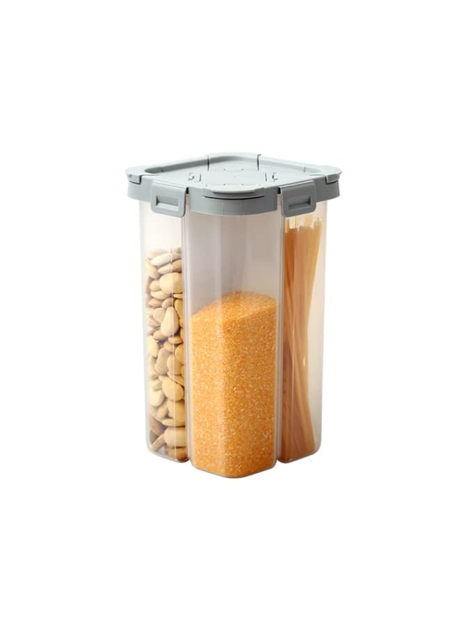 IAF Cereal & Dry Food Storage Container, 2.3L Four-Compartment Container With Lids, And Removable Partition, Airtight Plastic Kitchen Containers BPA Free - Image 2