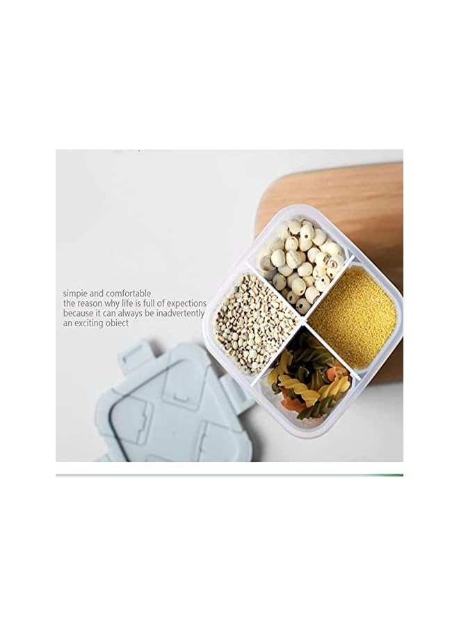 IAF Cereal & Dry Food Storage Container, 2.3L Four-Compartment Container With Lids, And Removable Partition, Airtight Plastic Kitchen Containers BPA Free - Image 5