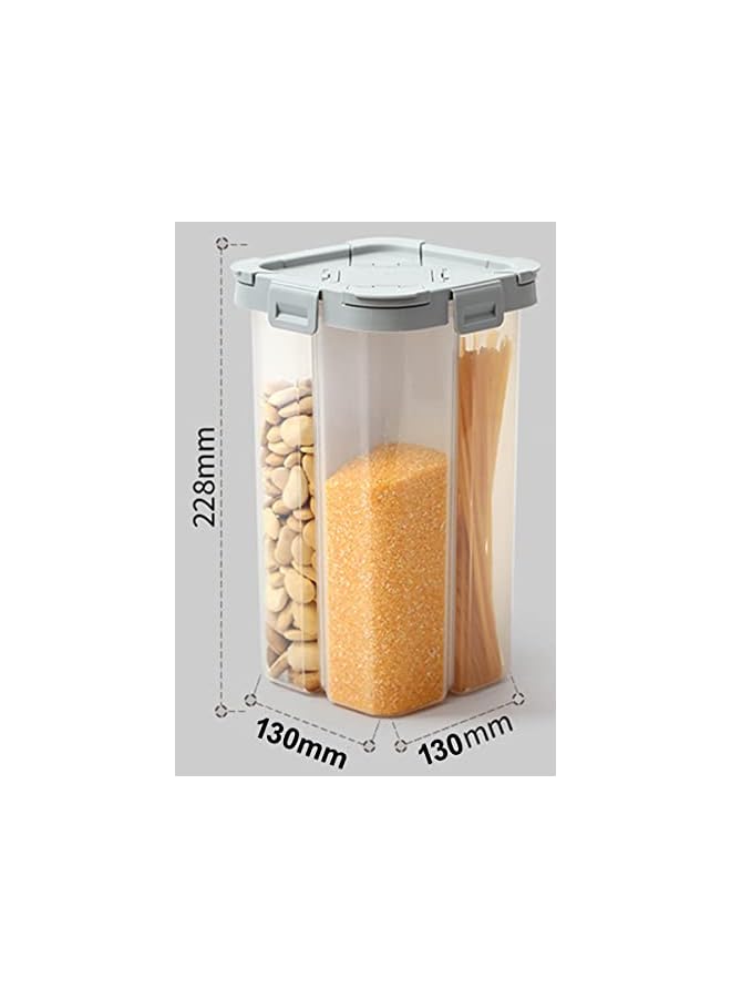 IAF Cereal & Dry Food Storage Container, 2.3L Four-Compartment Container With Lids, And Removable Partition, Airtight Plastic Kitchen Containers BPA Free - Image 3