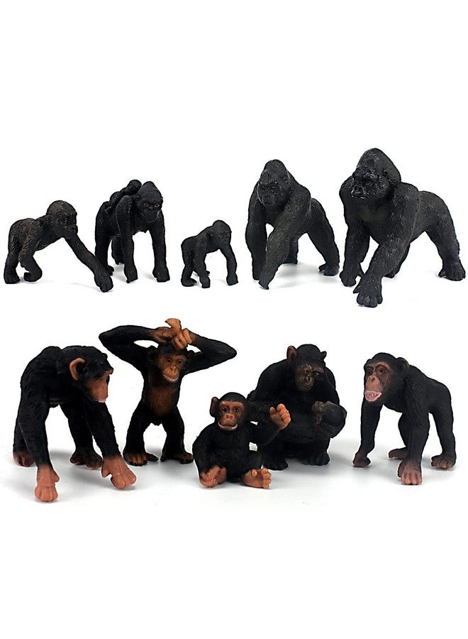 FUNSHOWCASE African Jungle Animals Toy Chimpanzees and Gorilla Figure Realistic Plastic Figurine Playset Lot 10-Piece - Image 1