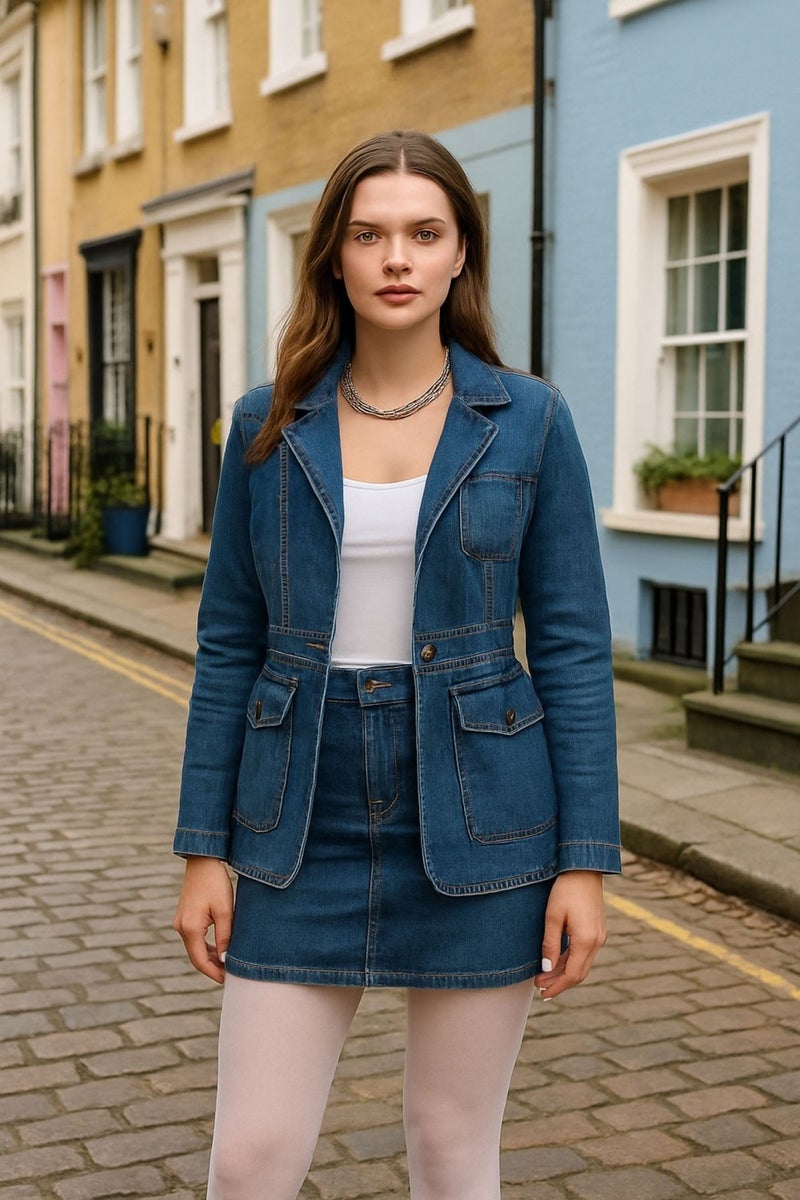 Banny Jeans Women's Long Sleeve Single Button Jean Jacket Blue - Image 3