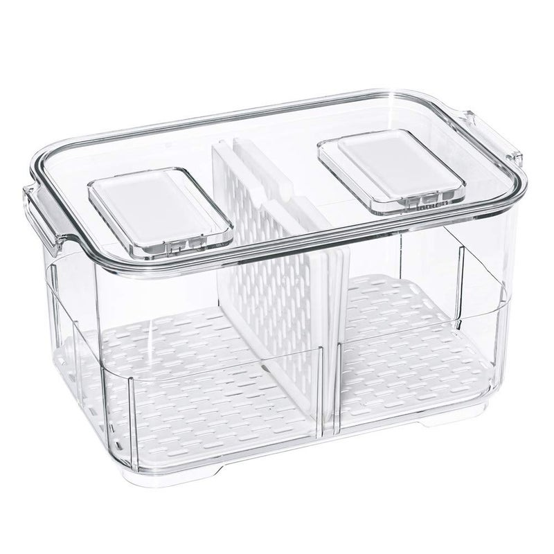 SANNO Vegetable Fruit Storage Containers Refrigerator Storage Containers Fresh Produce Saver with Lids and VentsStackable Salad Lettuce Keeper for RefrigeratorBPAfree Stay Fresh Containers Bin