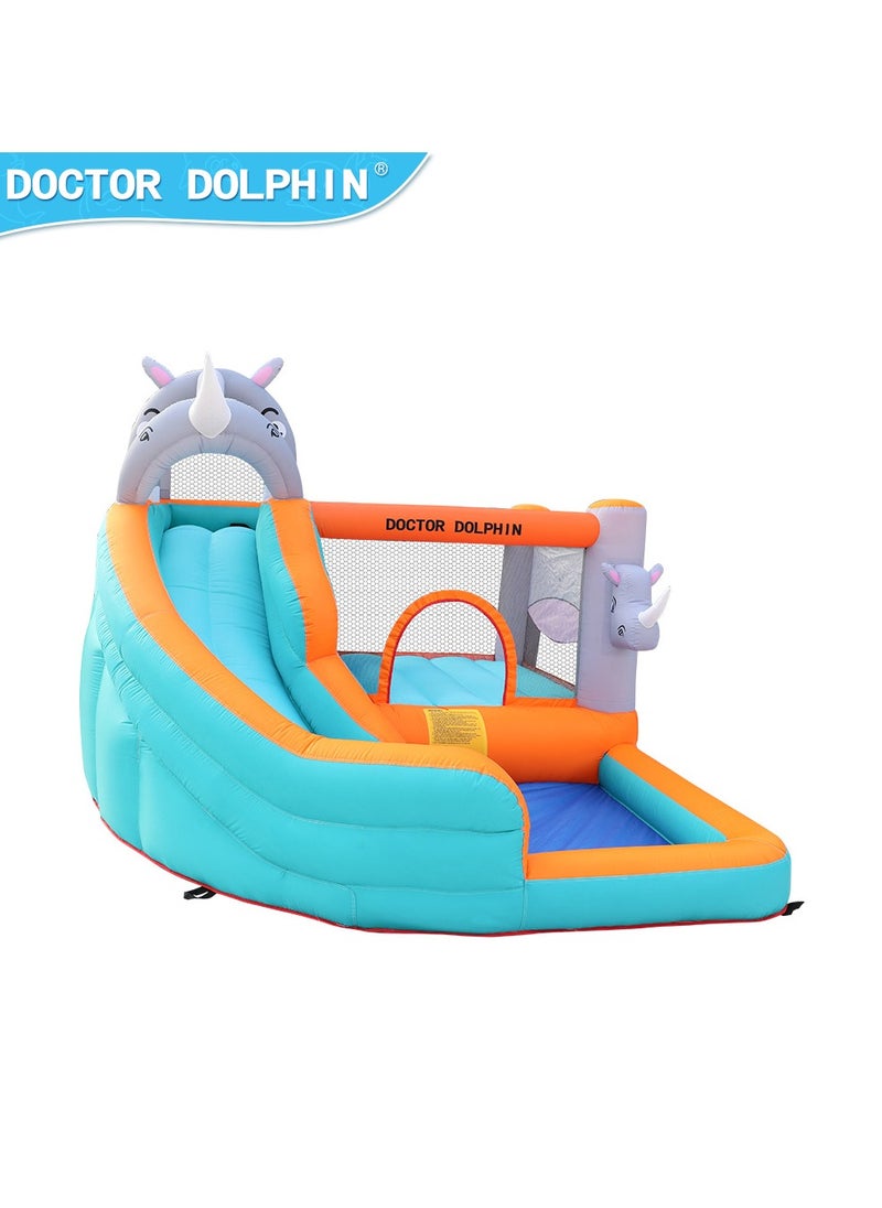 doctor dolphin Doctor Dolphin Inflatable Bounce House with Water Slides for Kids with Climbing Wall, Elephant Theme Water Park with Plash Pool for Outdoor 73009  - Image 1