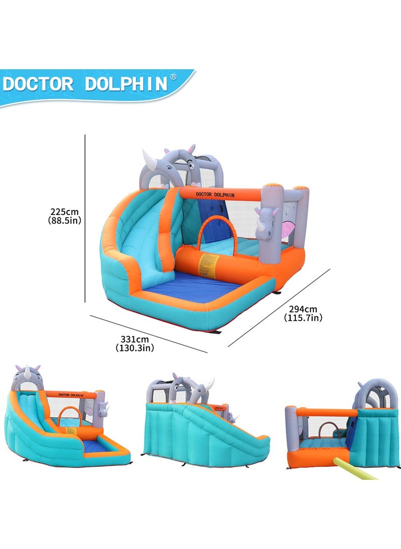 doctor dolphin Doctor Dolphin Inflatable Bounce House with Water Slides for Kids with Climbing Wall, Elephant Theme Water Park with Plash Pool for Outdoor 73009  - Image 3