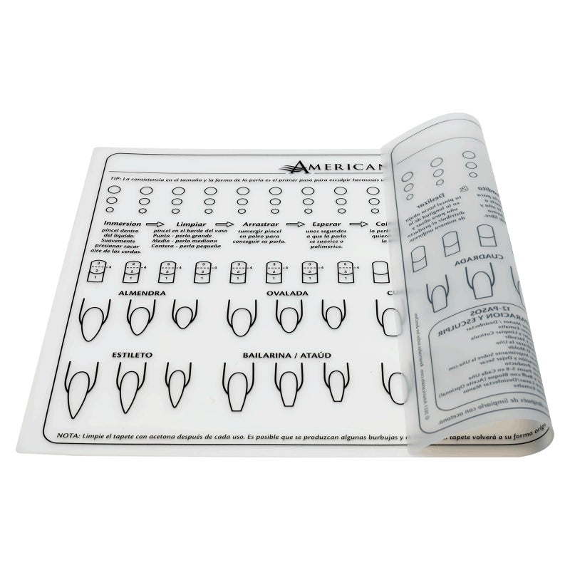 AMERICANAILS .COM Americanails Acrylic Nail Training Mat, Spanish, Plantilla en Silicona Para Principiantes, Aprender Aplicar UÃ±as AcrÃ­licas, AyudarÃ¡ Aprender Los Conceptos BÃ¡sicos De La AplicaciÃ³n AcrÃ­lica - Image 4