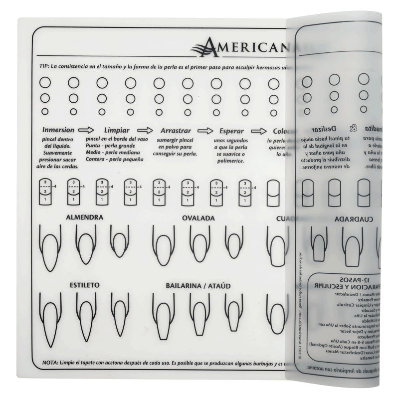 AMERICANAILS .COM Americanails Acrylic Nail Training Mat, Spanish, Plantilla en Silicona Para Principiantes, Aprender Aplicar UÃ±as AcrÃ­licas, AyudarÃ¡ Aprender Los Conceptos BÃ¡sicos De La AplicaciÃ³n AcrÃ­lica - Image 3