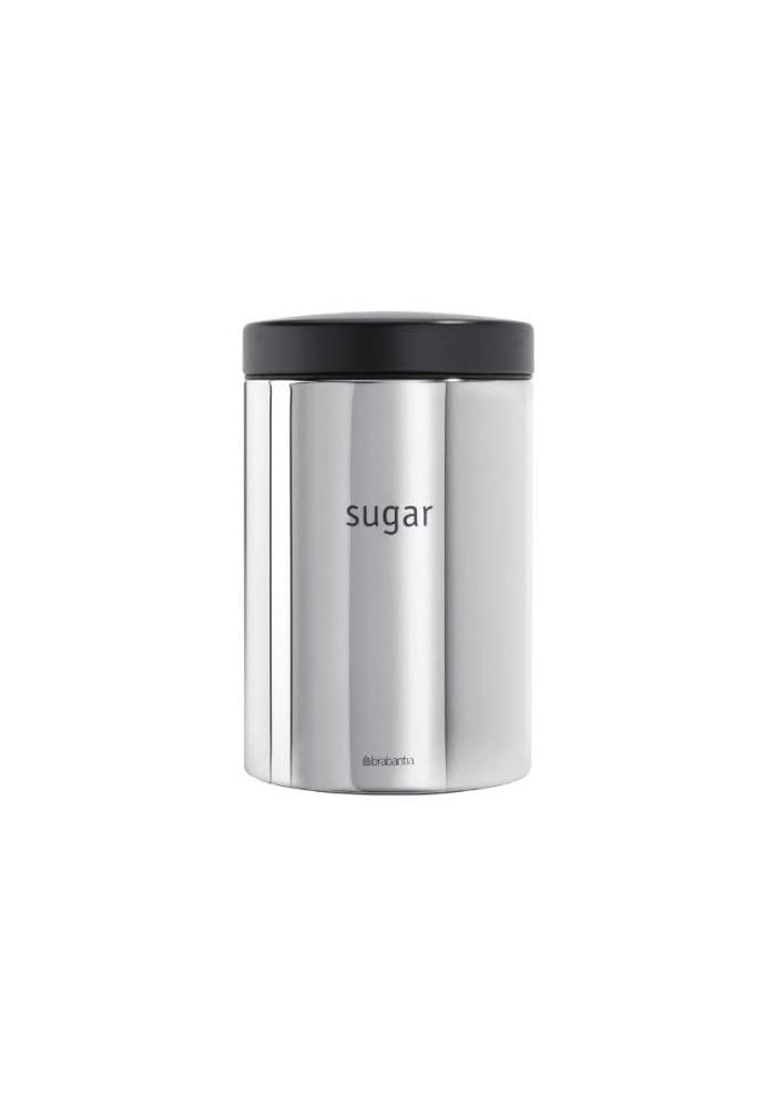 Brabantia Tea, Coffee and Sugar Canisters Set with Black Lid - 1.4 L, Brilliant Steel, 3 Pieces - Image 5
