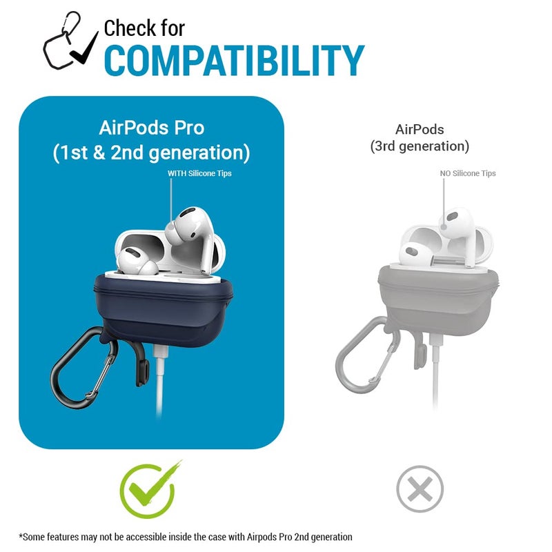 Catalyst Waterproof Case for AirPods Pro 2nd Generation and AirPods Pro 1st Generation - Wireless and USB-C Charging Compatible, One Piece Design, High Drop Protection Case with Carabiner - Image 2