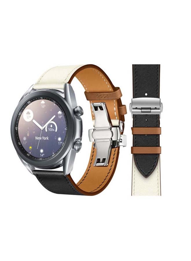 Perfii Replacement Band For Samsung Galaxy Watch3 41 Noir/Blanc/Gold Swift - White Black - Image 1
