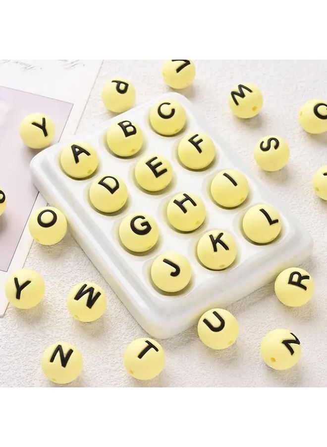 Bright Yellow 15mm Large White Core Letter Beads Bulk DIY Craft Beads - Image 2