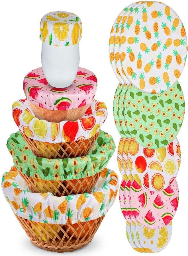 Aedida 20 Pieces Summer Style Bowl Covers Reusable Fabric Stretch Cloth Covers Storage Elastic Dish Container Lids for Bowls Fruit Food Kitchen, Multiple Size - Image 1