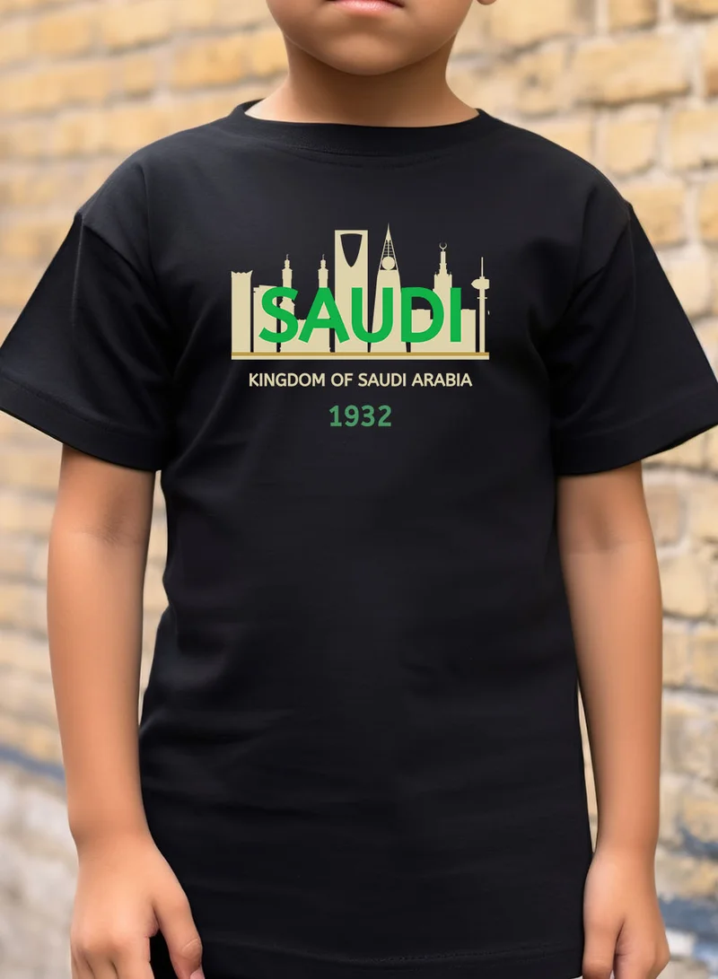 LOWHA Kids & Teens Cotton T-Shirt for Saudi National Day or Everyday Saudi Pride Wear for Boys & Girls