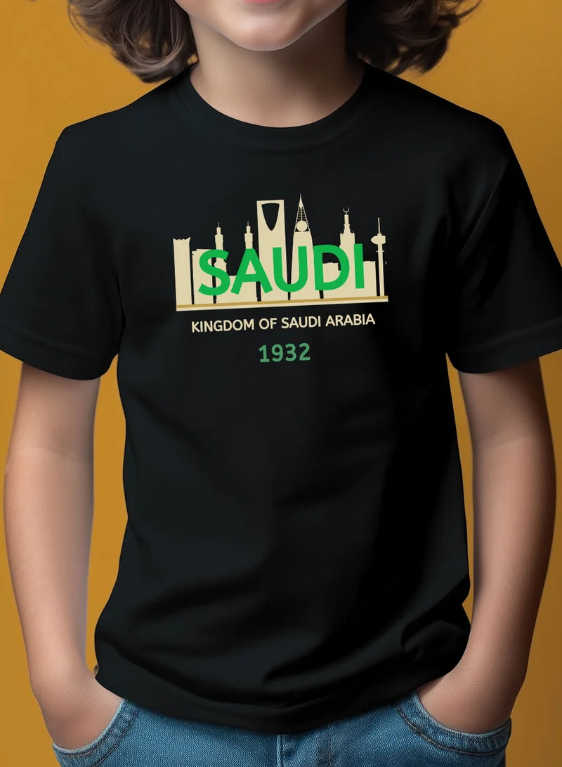 LOWHA Kids & Teens Cotton T-Shirt for Saudi National Day or Everyday Saudi Pride Wear for Boys & Girls