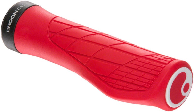 Ergon GA3 Ergonomic Lock-On MTB Grips – Winged Design for Mountain Bike Comfort and Wrist Support, Risky Red, Small - Image 1