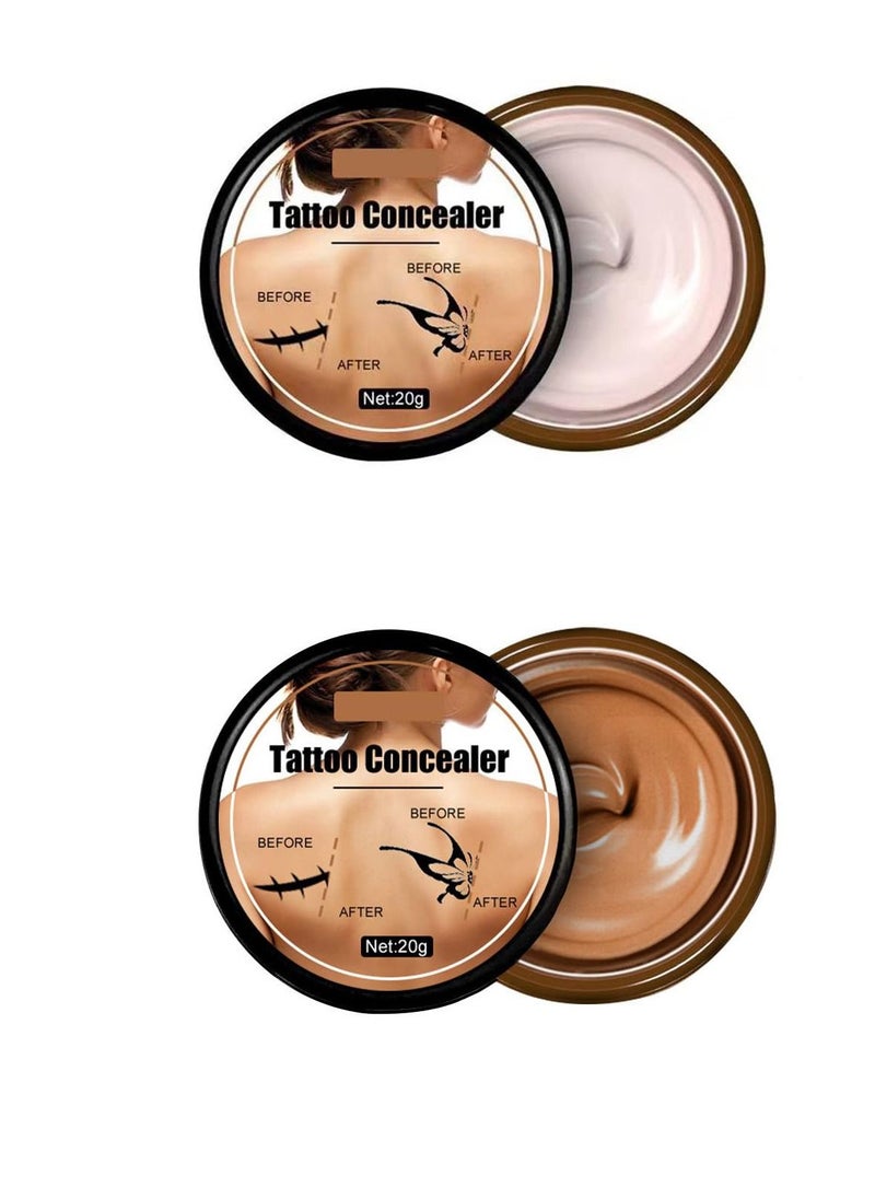 Excefore - 2 Pcs Color Tattoo Cover Up Makeup Waterproof, Professional Long Lasting Tattoo Cover Up Suitable, Waterproof Invisible Concealer Body Leg Bruise Stretch Scar, Dark Spots, Vitiligo - Image 1