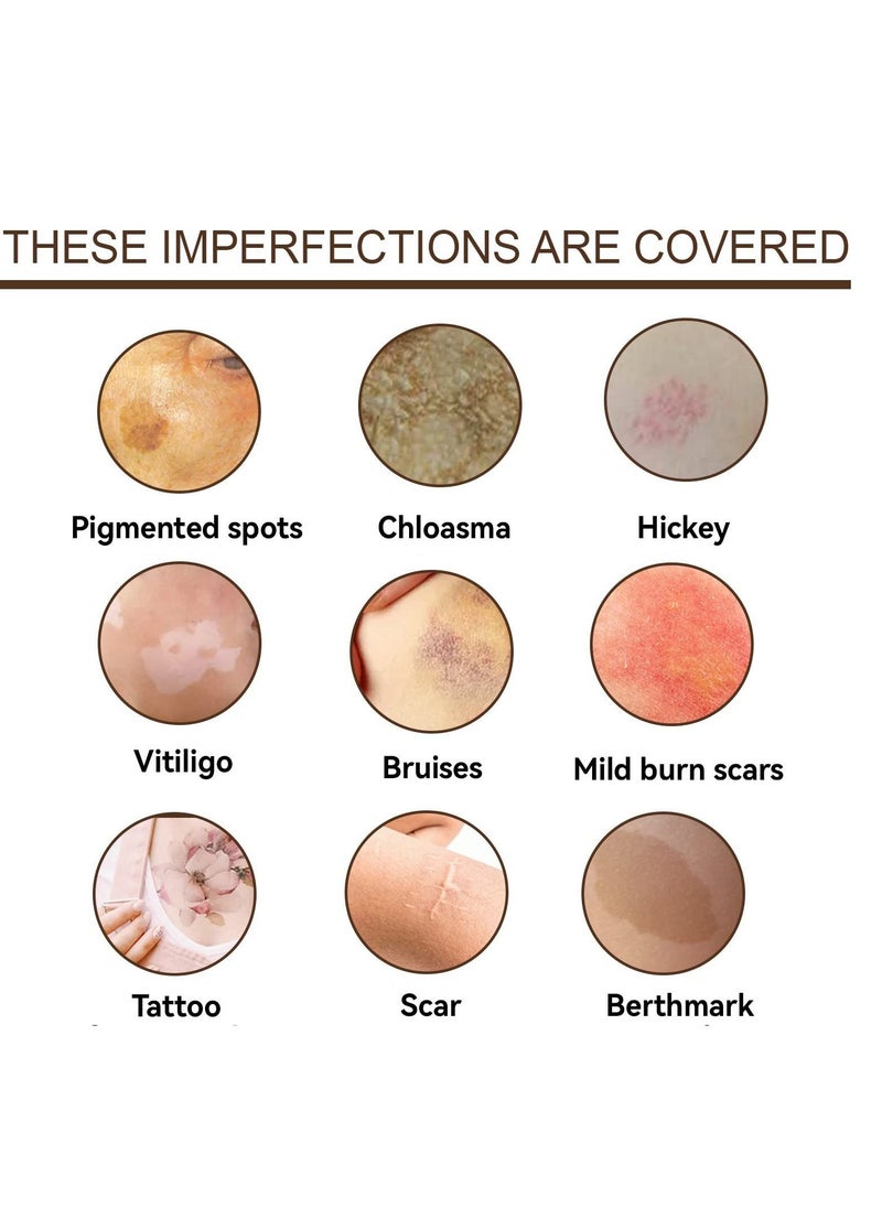 Excefore - 2 Pcs Color Tattoo Cover Up Makeup Waterproof, Professional Long Lasting Tattoo Cover Up Suitable, Waterproof Invisible Concealer Body Leg Bruise Stretch Scar, Dark Spots, Vitiligo - Image 1