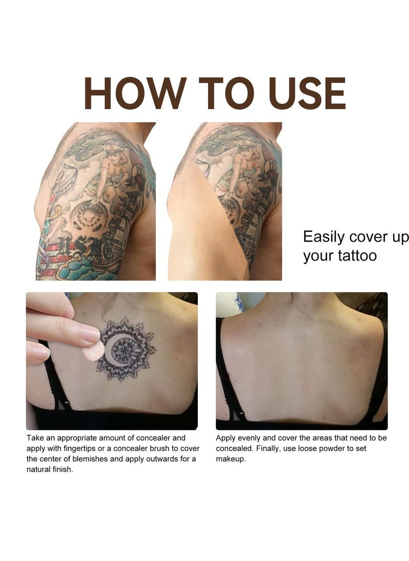 Excefore - 2 Pcs Color Tattoo Cover Up Makeup Waterproof, Professional Long Lasting Tattoo Cover Up Suitable, Waterproof Invisible Concealer Body Leg Bruise Stretch Scar, Dark Spots, Vitiligo - Image 1