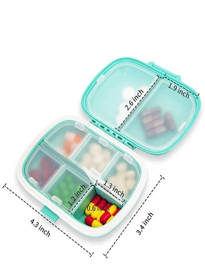 8 Grids Pill Box Small Portable Pill Organizer For Travel Daily Use Weekly Medicine Vitamin Case Compact Pocket Size Easy To Carry Beige color - Image 2