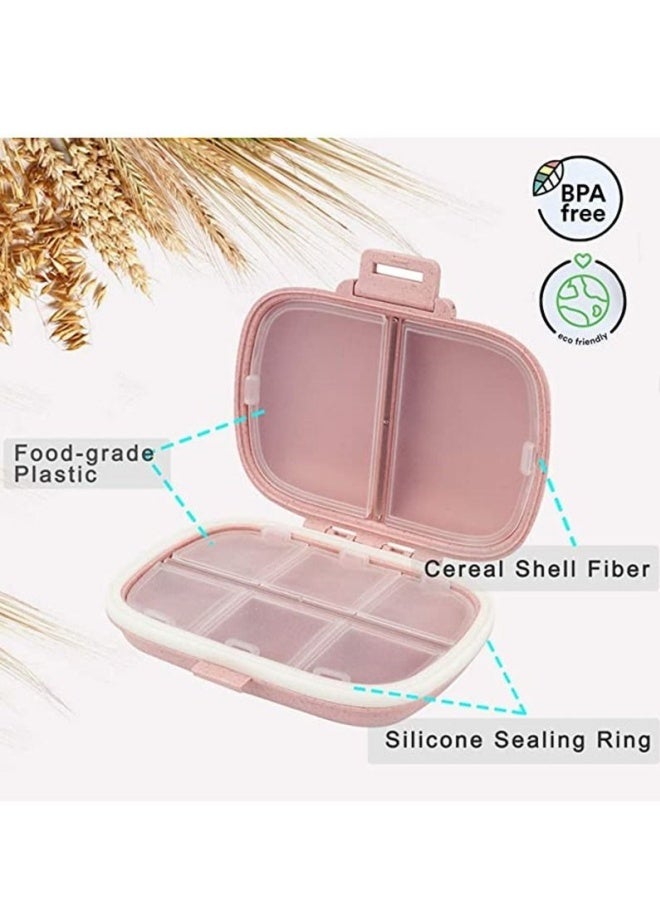 8 Grids Pill Box Small Portable Pill Organizer For Travel Daily Use Weekly Medicine Vitamin Case Compact Pocket Size Easy To Carry Beige color - Image 3