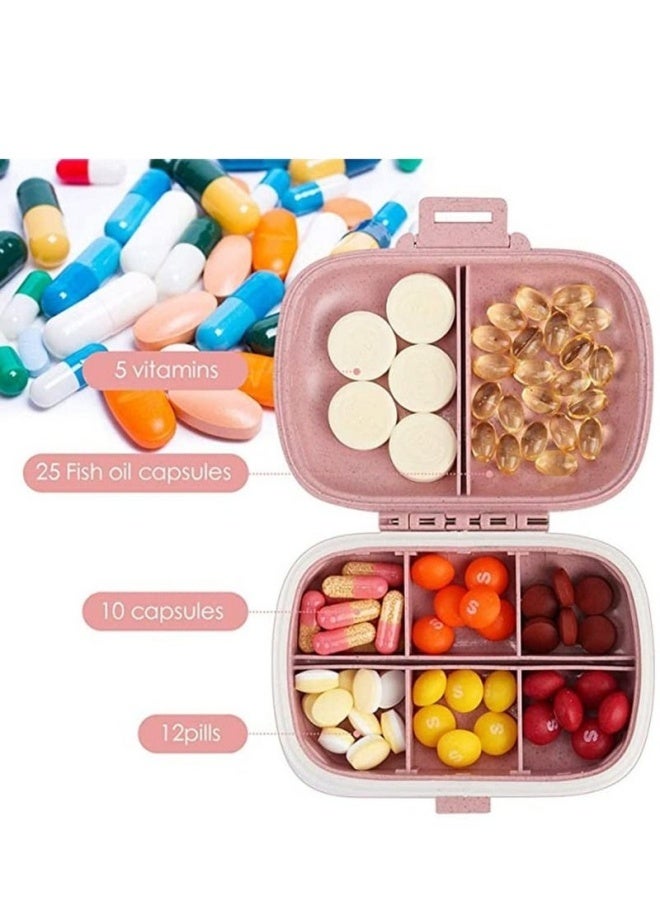8 Grids Pill Box Small Portable Pill Organizer For Travel Daily Use Weekly Medicine Vitamin Case Compact Pocket Size Easy To Carry Beige color - Image 5