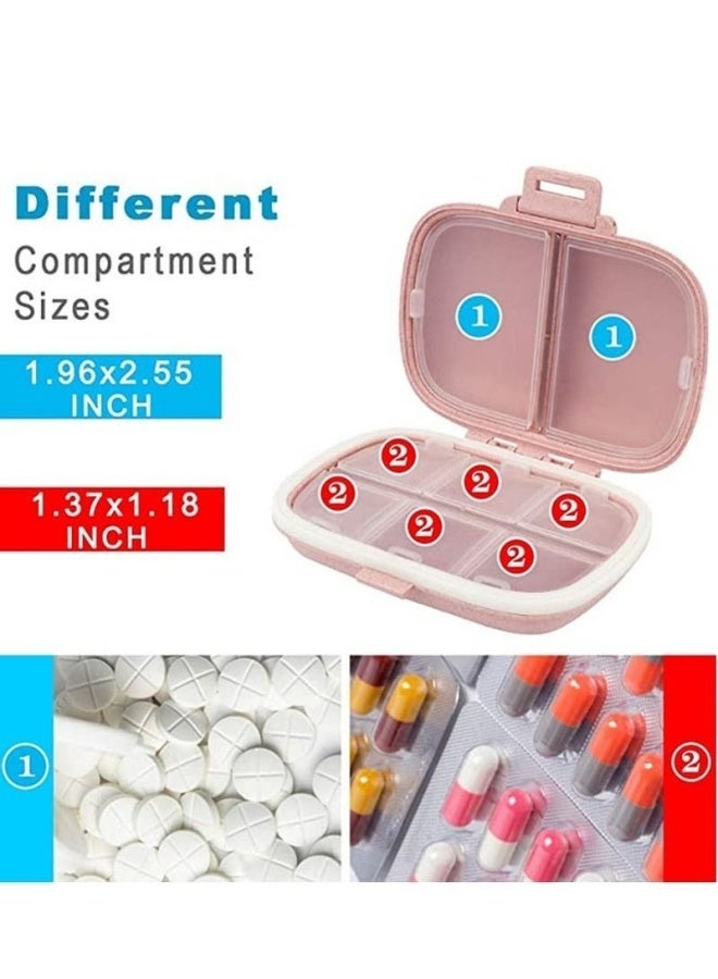 8 Grids Pill Box Small Portable Pill Organizer For Travel Daily Use Weekly Medicine Vitamin Case Compact Pocket Size Easy To Carry Beige color - Image 4