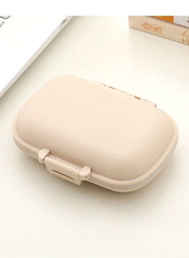 8 Grids Pill Box Small Portable Pill Organizer For Travel Daily Use Weekly Medicine Vitamin Case Compact Pocket Size Easy To Carry Beige color - Image 1