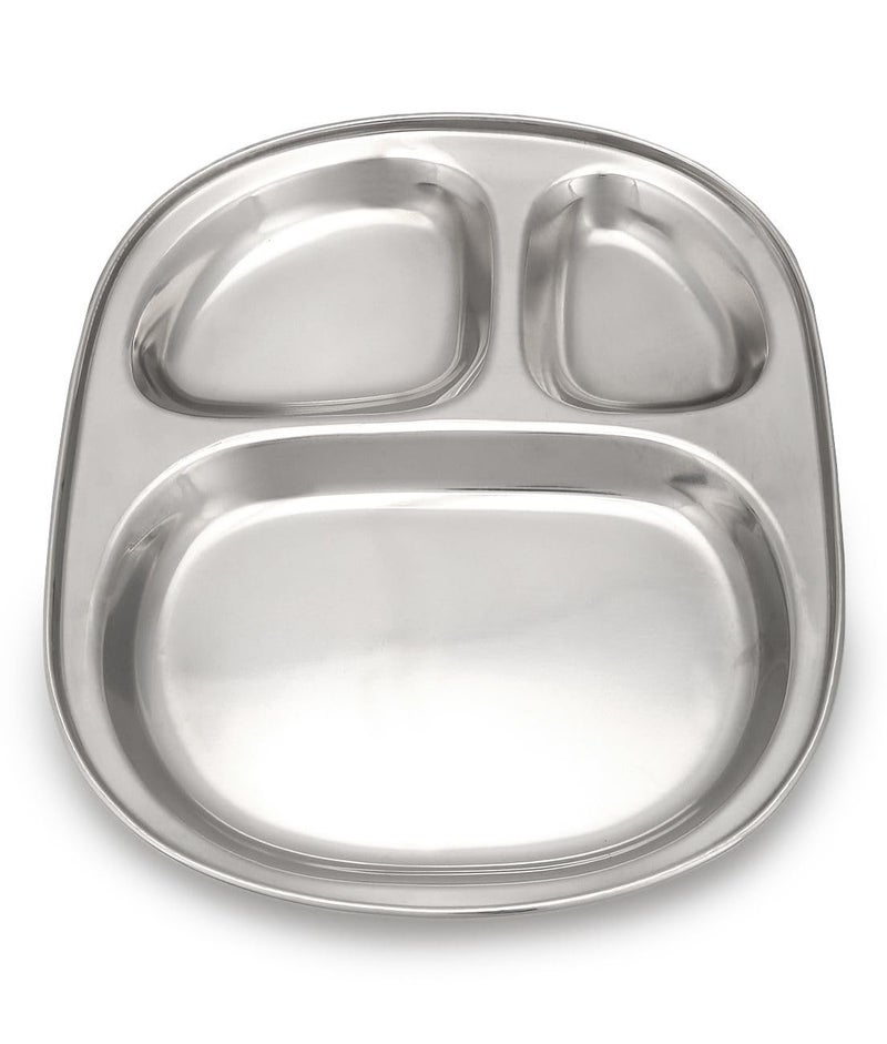 Dynore Stainless Steel 3 in 1 Three Compartment Nasta/Dinner Plate- Set of 4 Pcs - Image 2