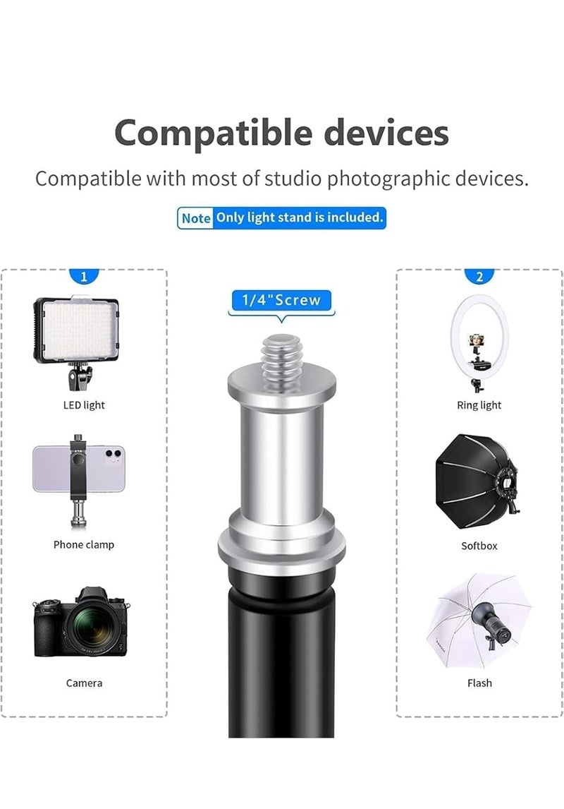Light Stand (HD) for Ring & Studio Lights 7 ft for Photography, Reflector, Flash Units, Diffuser, Portrait, softbox, etc. Ideal for Outdoor Indoor Shoots. Metal. 1/4 inch Thread. Black (Heavy Duty) - Image 3
