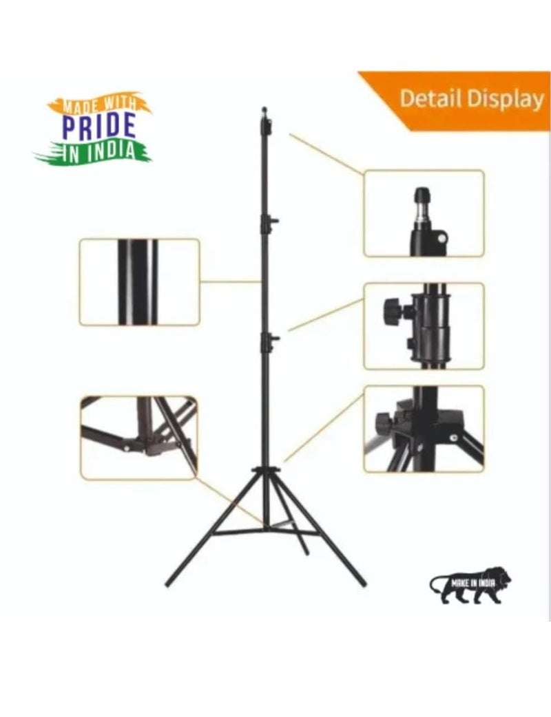 Light Stand (HD) for Ring & Studio Lights 7 ft for Photography, Reflector, Flash Units, Diffuser, Portrait, softbox, etc. Ideal for Outdoor Indoor Shoots. Metal. 1/4 inch Thread. Black (Heavy Duty) - Image 2
