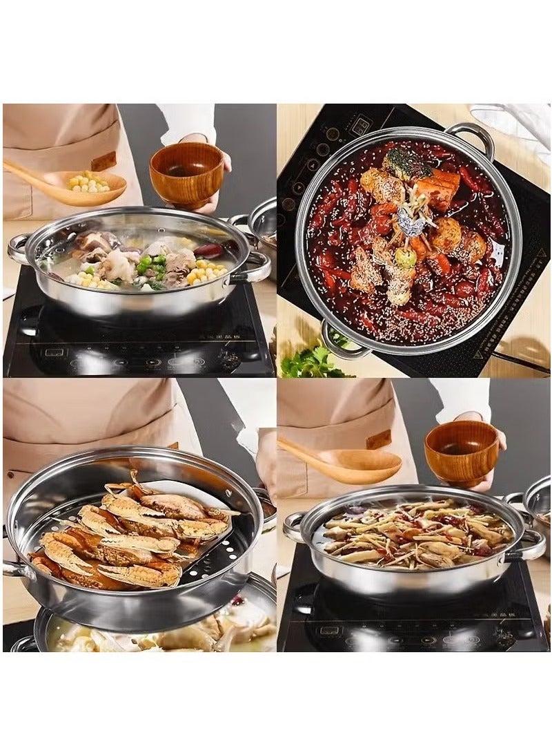 عربست وعاء بخاري من الفولاذ المقاوم للصدأ بطبقتين - وعاء بخاري بغطاء وعاء طهي الخضروات وعاء طهي على البخار وعاء طهي على البخار وعاء طهي ديم سوم أداة طهي كيتكن - Image 4