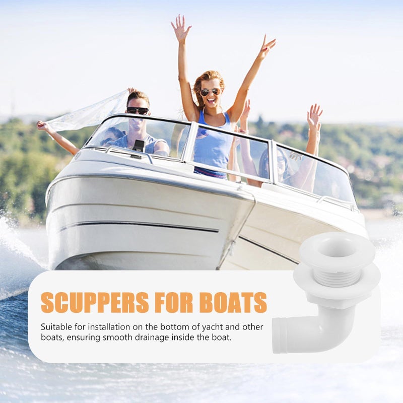 SUPVOX 90 Degree Boat Scupper Drain Plastic Fitting White Marine Water Outlet For Yacht Bilge Sewage Outfall Accessory Compatible Boat Plumbing System - Image 5