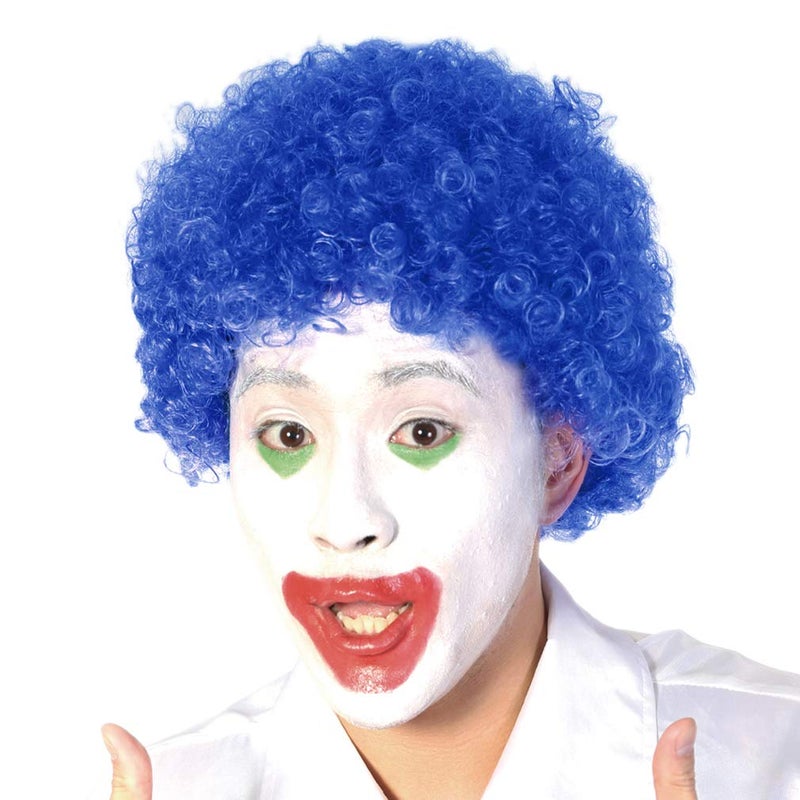 AICKER Short Afro Kinky Curly Wig for Men Women Synthetic Funny Cosplay Wigs Costume Party Hair Replacement Heat Resistant FiberBlue