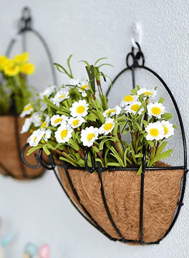 HOME TASTE Hometaste Half Round Metal Hanging Planter With Coco Coir Liner,Stylish Wall Mount Wire Basket For Indoor/Outdoor Gardens, Porches, And Balconies,Iron Plant Holder (28X16X26Cm) 