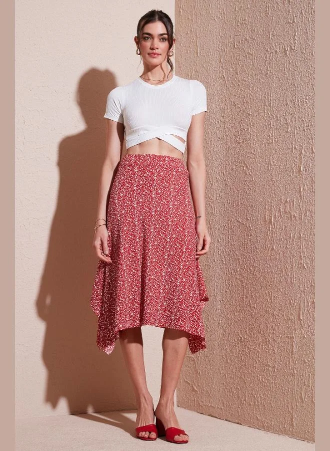 ليلا تنورة متوسطة الطول بنقشة ليلى للنساء