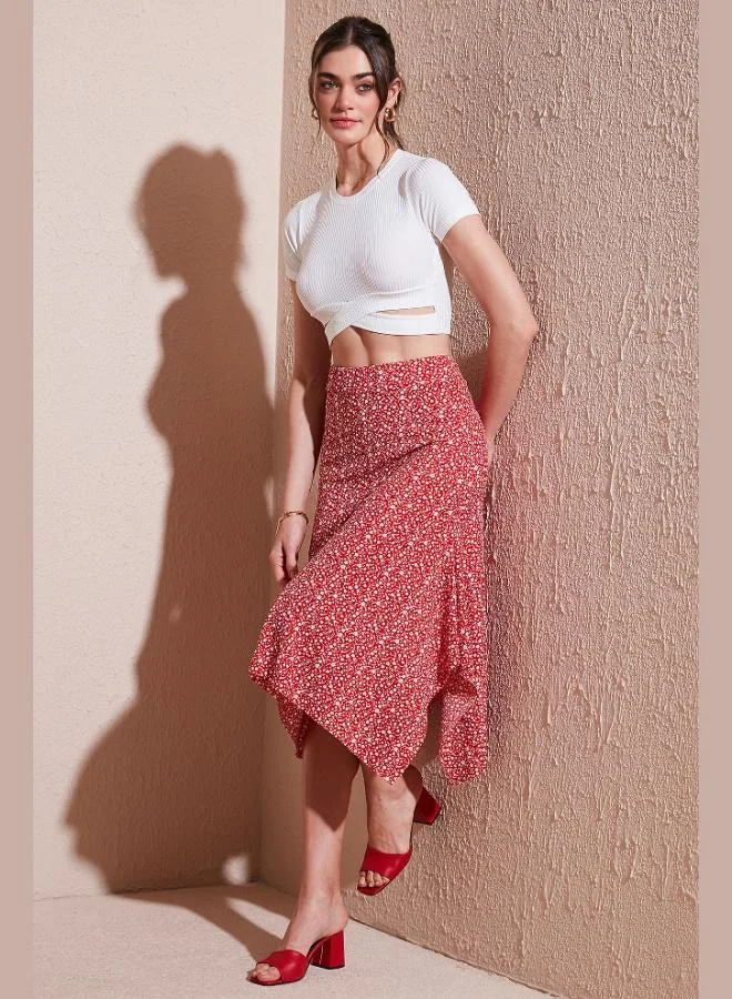 ليلا تنورة متوسطة الطول بنقشة ليلى للنساء