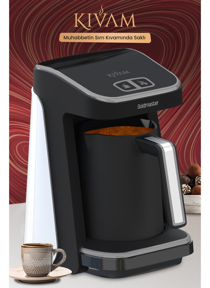 Goldmaster - Kıvam White Silver Large Chamber Smart Placement Patented Turkish Coffee Machine - Image 1