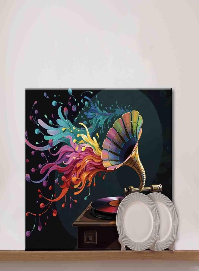Aihonmin DIY Paint by Numbers,Horn Music Disk,Colorful Canvas Oil Painting Kit for Kids & Adults,16X20 inches Drawing Paintwork Acrylic Pigment,for Home Living Room Decorative Painting Frameless - Image 3