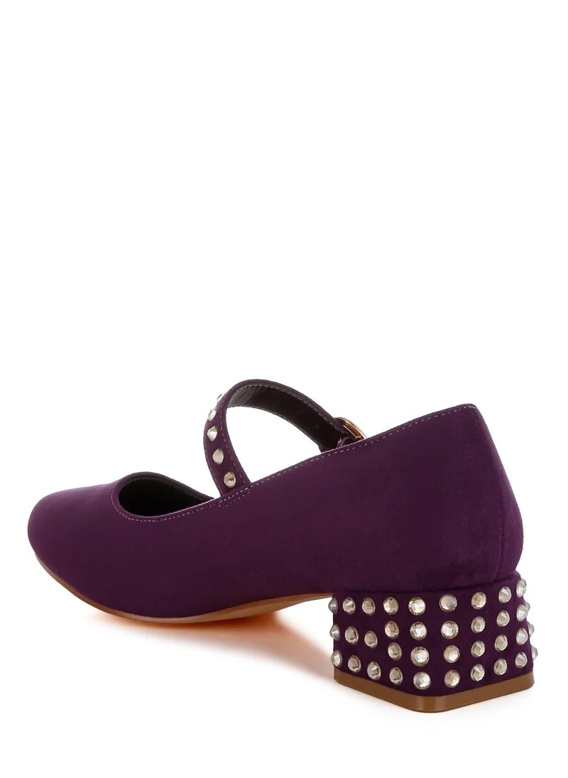 London Rag Studded Mary Jane Pumps in Purple