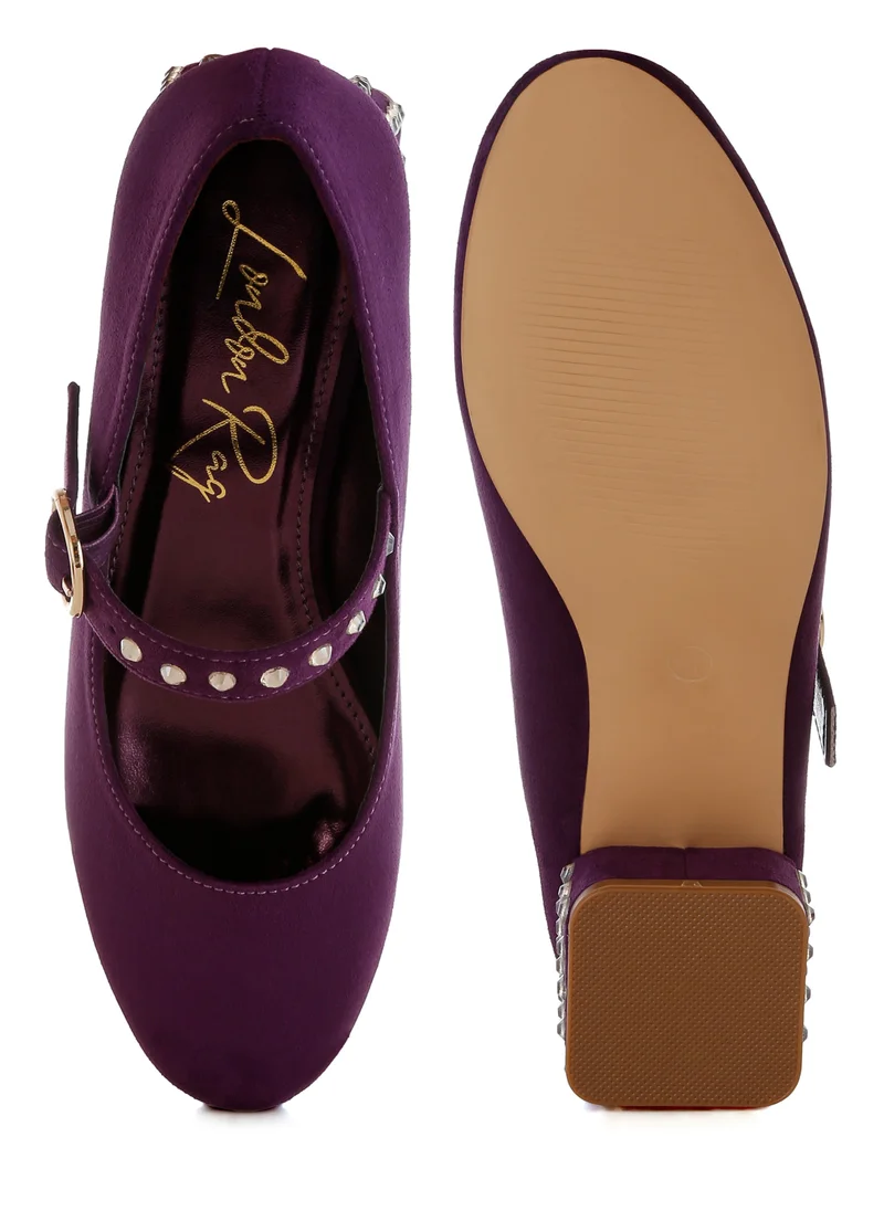 London Rag Studded Mary Jane Pumps in Purple