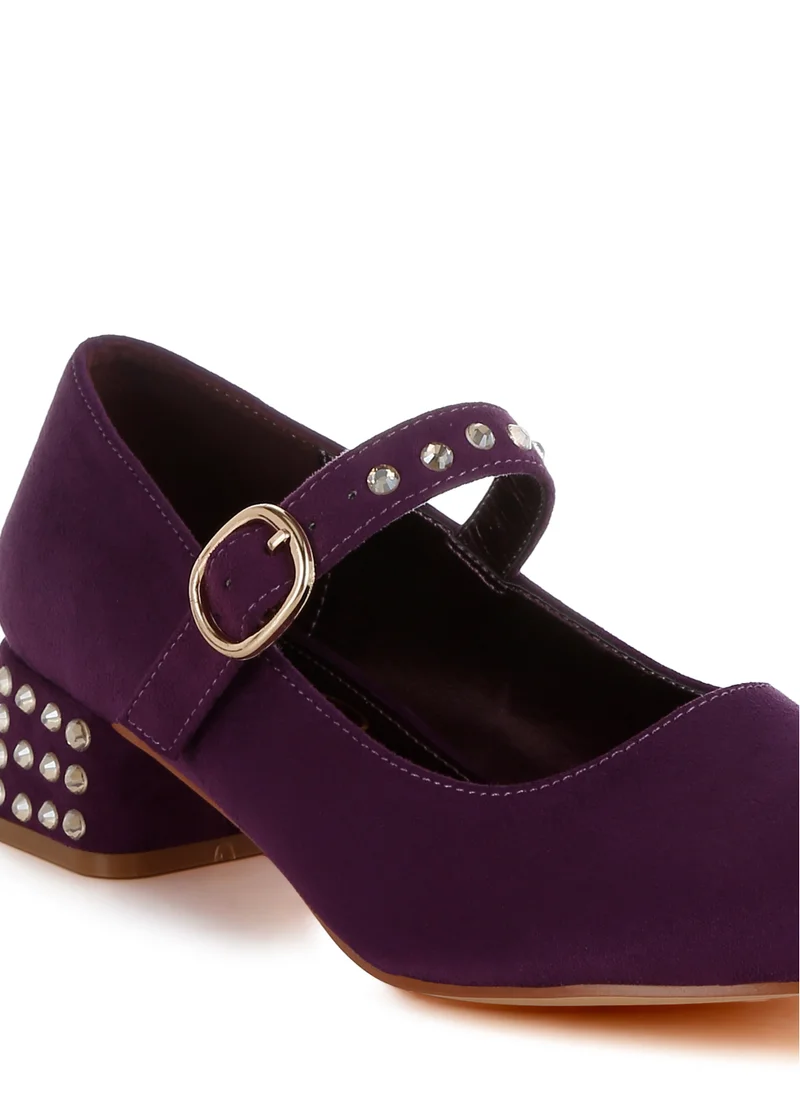 London Rag Studded Mary Jane Pumps in Purple